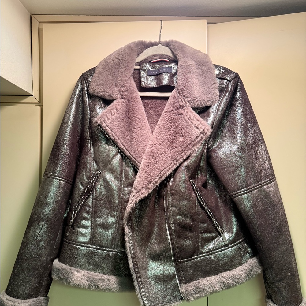 Metallic Shearling-Lined winter Jacket xl